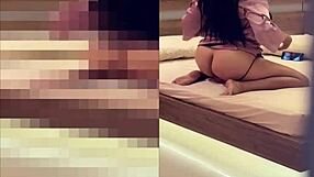 secretly stroking my cock watching busty milf masturbate her shaved ass unaware