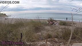 french milf teacher slurps stranger cock on nude beach till cumshot