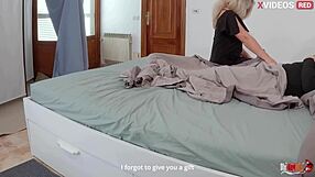 whoa stepmom's blowjob gift turns into wild pussy sex and my huge creampie inside her tight hole