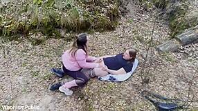 Busty Flexible Teen Fucked Rough Outdoors in Cowgirl Position