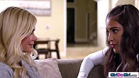 Stepdaughter's tongue dives into stepmom's pussy licking her to memory bliss