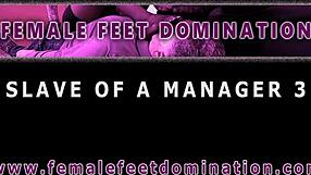 Lesbian Boss Forces Slave to Sniff Stinky Heels and Feet