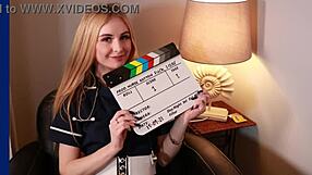 Gorgeous British Blonde Fakes Tits Orgasm in Lingerie Masturbation