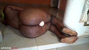 i'm horny african mom stuffing fat pussy with dildo