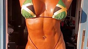Erotic Muscular Female Bodybuilder Babe FBB Flexes Hot 27
