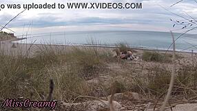 french milf teacher slurps stranger cock on nude beach till cumshot