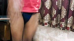 small clitty femboy flexes workout skills on boyfriend's video call