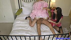 classy british milf rides cock hard in lingerie threesome