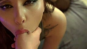 this chick messes around with sex machine ends up with face full of jizz