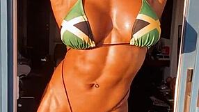 Erotic Muscular Female Bodybuilder Babe FBB Flexes Hot 27
