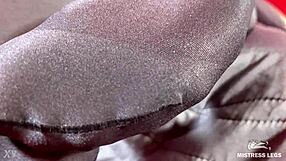 My anthracite nylon feet rub teasing close to your face in leggings