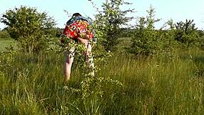 Sweet Brunette Flashes Hairy Pussy No Panties Beach Doggystyle