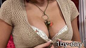 brunette teases solo strip