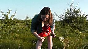 Sweet Brunette Flashes Hairy Pussy No Panties Beach Doggystyle