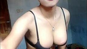 amateur shemale in black bra stockings squirts cum on cloth with dildo