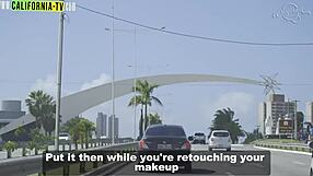 lucky married taxi driver watches famous adult influencer strip naked in his cab