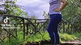 Busty Hottie in Tight Jeans Shows Off Curvy Ass