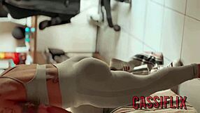 Tanned Latina Flashes Big Clit Ass After Gym for Personal Trainer Cum