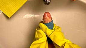 Hot Housewife Cleans Dildo After Deep Pussy Insertion And Handjob Play