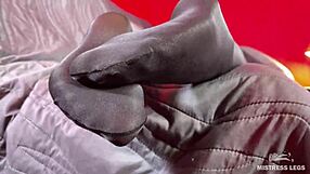 My anthracite nylon feet rub teasing close to your face in leggings