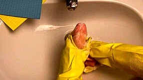 Hot Housewife Cleans Dildo After Deep Pussy Insertion And Handjob Play