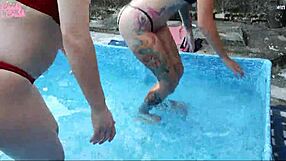 poolside anal sluts candy crush and russah wrecked by huge cock threesome