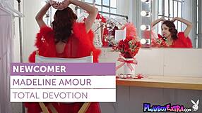 Skinny Redhead Madeline Amour Flexes Stripped Boldly