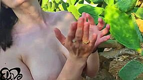 italian babe slammed hard doggystyle behind cactus in rough outdoor fuck