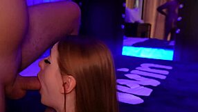 Petite teen slut deepthroats huge cock then creampie pussy