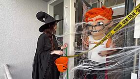 Chloe foxxe's broomstick ride on my huge wand ends in sticky magic