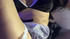 Watch my petite latina wife's pussy take a huge cumshot after missionary pounding in lingerie