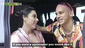 lucky married taxi driver watches famous adult influencer strip naked in his cab