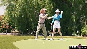 Milf Learns Golf from Two Club Shemales in Swinger Group Fuck
