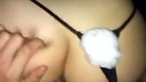 Bunny slides thong over for my full cock ride