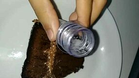 Blowbang bukkake cum feast on food draws you in