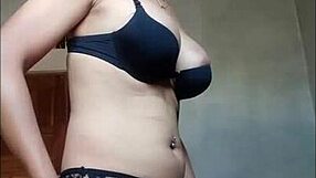 amateur shemale in black bra stockings squirts cum on cloth with dildo