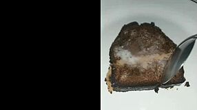 Blowbang bukkake cum feast on food draws you in