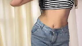 hot latina teen slowly strips undressing clothes ripped in leaked solo tease