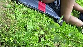 titties bounce wild in missionary fuck deep in the forest outdoors!