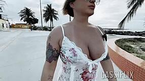 insta thot gets outdoor monster bbc eating her clit in lingerie