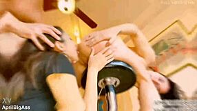 Dirty Threesome Ass-To-Mouth On Stool Swallows Anal Creampie For Belle Amore