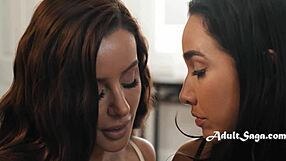 Touch-Starved Wife Cheats with Friend's Strap-On Licking Pussy Wet!