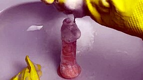 Hot Housewife Cleans Dildo After Deep Pussy Insertion And Handjob Play