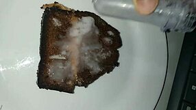 Blowbang bukkake cum feast on food draws you in