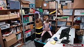 petite teen shoplifter deepthroats blows then fucked hard in office