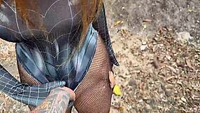 Alt Girl in Spider-Man Suit Fucked Every Hole Abandoned Building