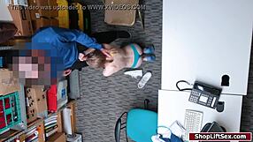 petite teen shoplifter deepthroats blows then fucked hard in office