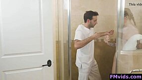 whoa this sexy babe gets fucked hard in the shower after massage