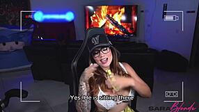 pornstar sara blonde slurps two huge cocks post-stream in wild homemade 3some