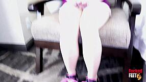 Hey, watch Anastasia Rose oil her feet for this guy's fetish footjob and toe sucking masturbation